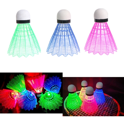 Bola de bádminton LED, 3 uds., luz brillante, volantes de Bádminton de plástico, bolas de iluminación coloridas ► Foto 1/6