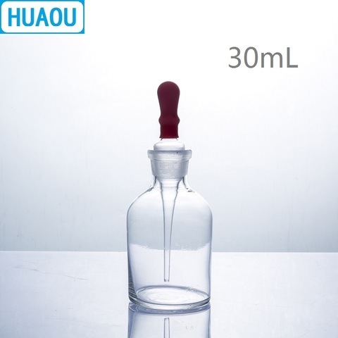 HUAOU-botella de vidrio transparente con pipeta molida y tetina de goma de látex, equipo de química de laboratorio, 30mL ► Foto 1/4