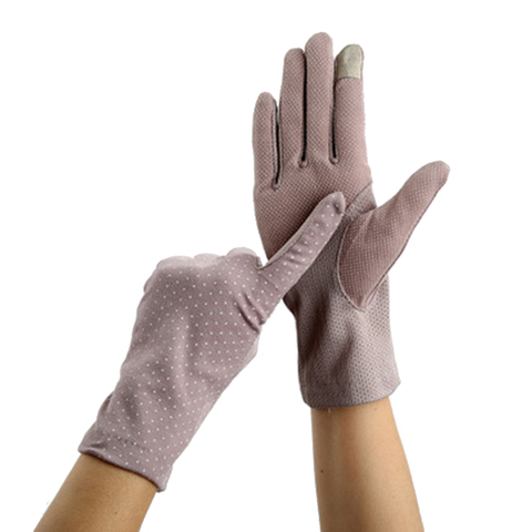 Guantes de ciclismo antideslizantes para mujer, protección de mano con encaje de puntos, transpirables, de algodón, con personalidad, para verano ► Foto 1/6