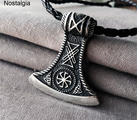 Nostalgia eslava Perun hacha colgante Kolovrat Svarog Rusia amuleto estrella antiguo talismán joyas de runas collar de Wicca ► Foto 1/2