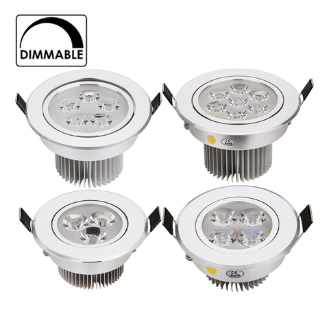 Luz descendente LED regulable de 3W, 4W, 5W y 7W, foco LED de 110V y 220V, iluminación empotrada, casa de plata, blanco puro natural/diurno cálido ► Foto 1/6