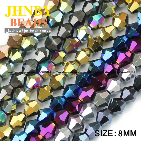 JHNBY-cuentas de cristal austriaco doble bicono, bolas sueltas chapadas para pulsera, collar, accesorios de joyería, DIY, 8mm, 30 Uds. ► Foto 1/4