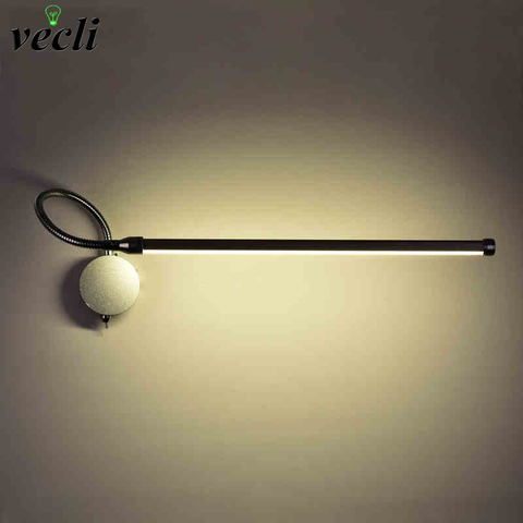 Nuevo Flexible Hose 9W Lámpara de lectura LED montaje en pared luces de estudio interruptor cabecera dormitorio luz LED para espejo vestido Mesa iluminación bra ► Foto 1/1