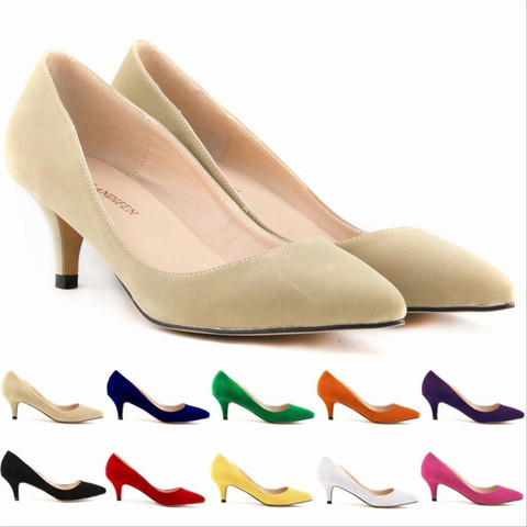 Zapatos de gamuza de Color puro para mujer, tacones finos de punta estrecha, zapatos de boda de tacón de lujo, gran oferta ► Foto 1/6