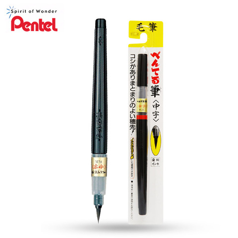 Pentel Fude-pincel Extra fino, medio y atrevido, portátil, recargable, para caligrafía, para dibujar, pintar y escribir, 1 Uds. ► Foto 1/6