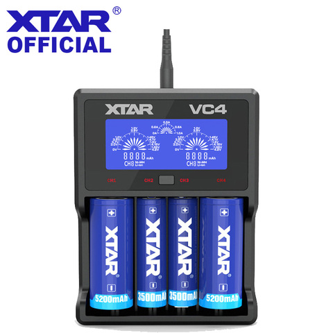 XTAR cargador de batería VC2 VC4 VC2S VC4S LCD cargador para 14500, 14650, 18350, 18490, 18500, 18700, 26650, 22650, 20700, 21700 de la batería 18650 ► Foto 1/6