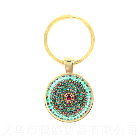 Om llaveros cristal cabujón Mandala llavero budismo cúpula de cristal hindú joyería Yoga llavero Sri Lanka regalo ► Foto 1/6