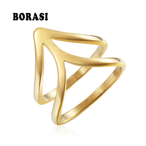 BORASI-anillo de compromiso de Color dorado geométrico para mujer, joyería de moda, diseño europeo Vintage, marcas de boda ► Foto 1/5