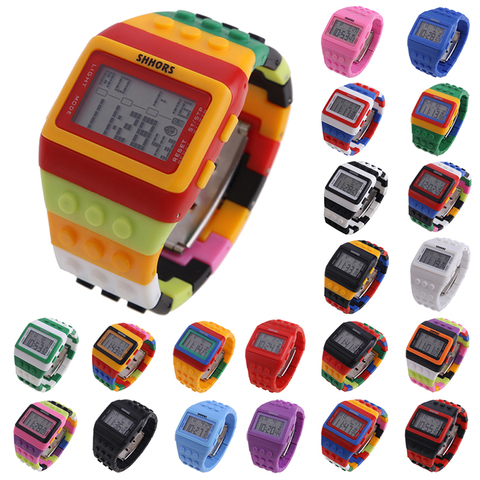 Relojes digitales LED para niños y estudiantes, pulsera con bloques de construcción coloridos y Chic, ideal para regalo, XH ► Foto 1/6