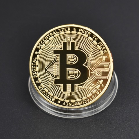 Chapado en oro gran oferta moneda Bitcoin poco moneda de Metal física Cripto moneda conmemorativa ► Foto 1/6