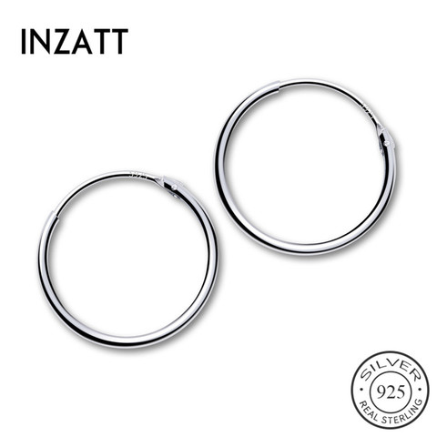 INZATT Real 925 esterlina Silve pendientes geométricos de aro redondo para mujeres de moda fiesta minimalista joyería fina accesorios de 2022 ► Foto 1/6