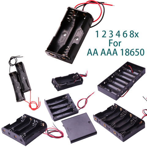 Glyduino 1 2 3 4 6 8x para AA AAA 18650, caja con compartimento para batería, tapa sellada y Caja con soporte para baterías semiabiertas ► Foto 1/6