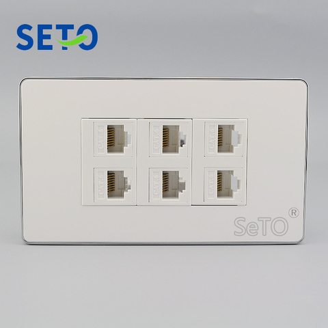 SeTo-Panel Lan de red RJ45 Cat6, conector de placa de pared, placa frontal Keystone, tipo 120, 6 puertos ► Foto 1/5