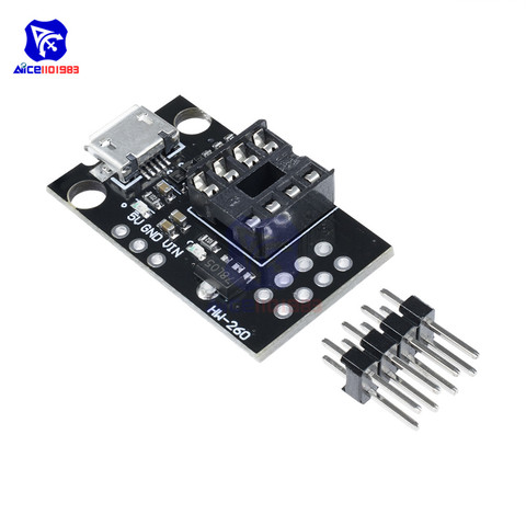 Placa de desarrollo enchufable, programador para ATTINY13A, ATTINY25, ATTINY45, ATTINY85, módulo conector de alimentación Micro USB ► Foto 1/6