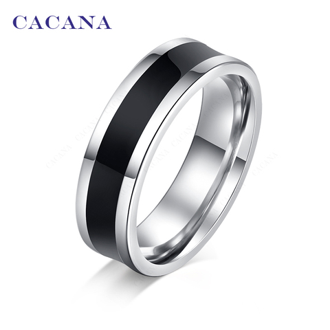 CACANA-anillos de acero inoxidable para mujer, joyería de moda negra pulida, n. ° R82, venta al por mayor ► Foto 1/5