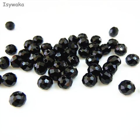 Isywaka Color negro 3*4mm 145 Uds Rondelle Austria cuentas de vidrio de cristal facetado espaciador suelto cuentas redondas para la fabricación de joyas ► Foto 1/6