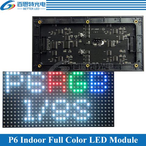 Módulo de panel de pantalla LED P6, para interiores, 192x96mm, 32x16 píxeles, 1/8 escanea, 3 en 1, SMD3528, módulo de panel de visualización LED P6 a todo color ► Foto 1/4