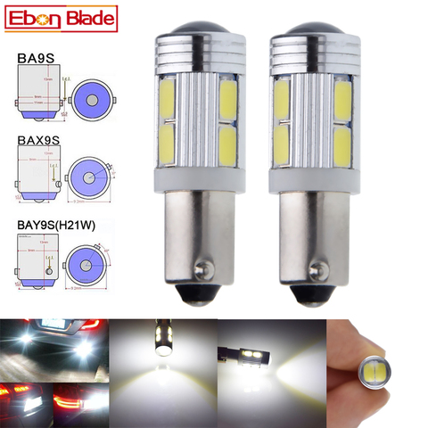 2 piezas caliente H21W BAY9S 5630 5730 10 SMD LED lente Auto coche de copia de seguridad reversa luces traseras antiniebla indicador esquina blanco 12 V ► Foto 1/6