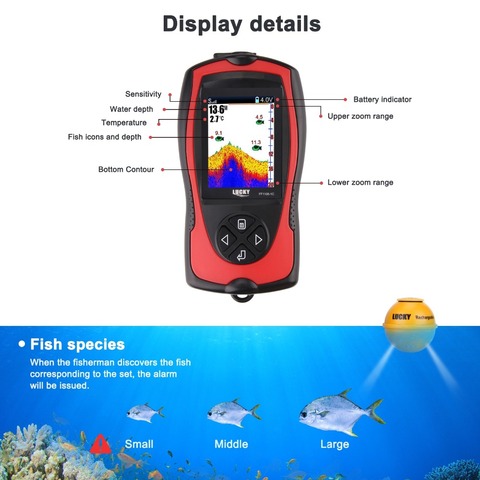Lucky-Localizador de peces recargable, ff1108-1 cwla inalámbrico, sensor de sonar de peces, ecosonda, buscador de peces más profundo ► Foto 1/6
