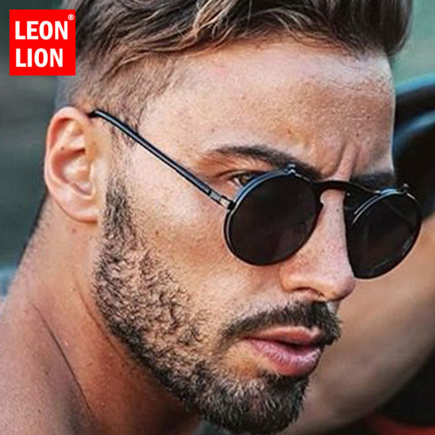 LeonLion 2022 gafas De Sol steampunk De moda De los hombres 2022 calle a ronda gafas al aire libre Oculos De Sol Feminino UV400 ► Foto 1/6