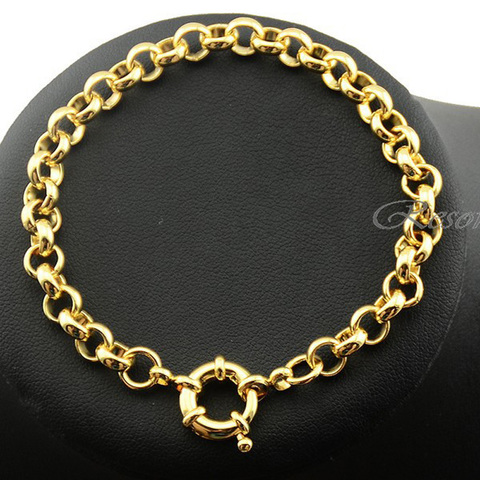 1 Uds 6mm pulsera de mano amarilla para mujer pulsera de Color dorado Rolo cadena joyería E518 ► Foto 1/2