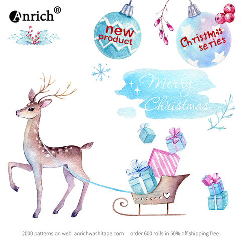 Cinta washi de envío gratis y cupón, cinta Anrich washi, Navidad, ciervo, regalo, nuevos productos, personalizable ► Foto 1/6