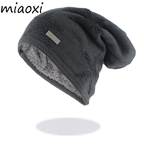 Gorro cálido de invierno para hombre, gorros de moda de lana para hombre, gorras gruesas de punto, gorros de algodón de marca con estrellas, novedad ► Foto 1/6