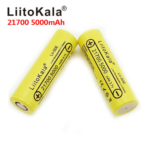 2022 LiitoKala Lii-50E 21700 5000 mAh Li-50E Ni de batería de 3,7 V para el cigarrillo electrónico Mod/Kit de 3,7 V de potencia 15A 5C descargar rata ► Foto 1/6