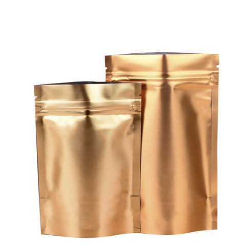 Unids/lote de bolsas de embalaje de papel de aluminio doradas, bolsas de almacenamiento con cierre automático Ziplock para alimentos, bolsas de fiesta con cremallera resellables, 100 ► Foto 1/3