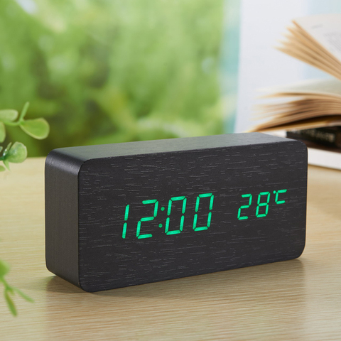 Reloj de escritorio antiguo con tres Despertadores LED silenciosos, tablero de reloj Digital para dormitorio, madera, bambú, Despertador, decoración del hogar ► Foto 1/6