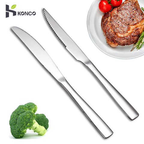 Konco HQ-cuchillos de acero inoxidable para carne, cubiertos para la mesa, estilo occidental, juego de vajilla con hoja dentada ► Foto 1/6