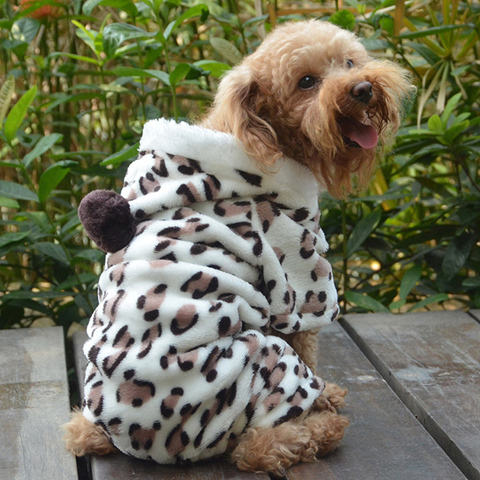 Ropa suave para mascotas, Mono para perro, cachorro, gato, ropa cálida de invierno, abrigo de disfraz con estampado de leopardo, sudaderas con capucha monos baratos ► Foto 1/6