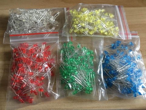 500 unids/lote Kit de diodo LED de 3MM Color mezclado rojo verde amarillo azul blanco ► Foto 1/1