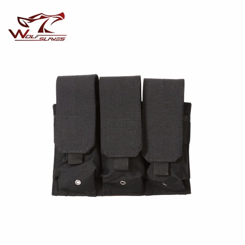 Táctico MOLLE Triple M4 revista bolsa camuflaje Gaine paquete militar táctico Airsoft Clip Woodland Camo caza bolsa Flyye ► Foto 1/6