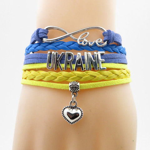 Infinity love-Pulsera de piel trenzada para hombres y mujeres, brazalete con colgante de corazón, estilo ucraniano ► Foto 1/1