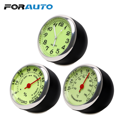 FORAUTO-reloj con termómetro para coche, higrómetro, adornos mecánicos, reloj de cuarzo, Mini coche luminoso, decoración de coche para el hogar ► Foto 1/6