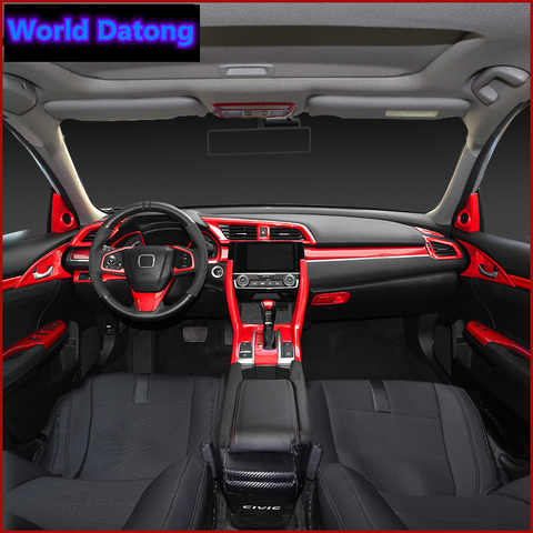Interior de accesorios Piano ABS rojo Decroation cubierta adornos para Honda Civic 10th Gen LHD 2016-2022 ► Foto 1/4