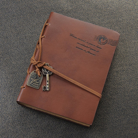 Diario con cuerda Retro Vintage, cuaderno con cuerda para Cuero clásico, café oscuro ► Foto 1/3