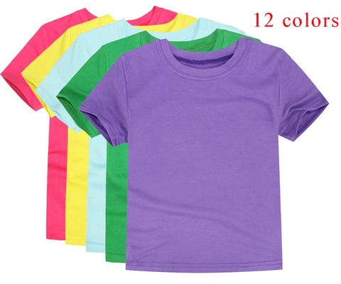 Camisetas lisas para niños y niñas, camisetas de manga corta de algodón, ropa de equipo OEM ODM, ropa de bebé ► Foto 1/6
