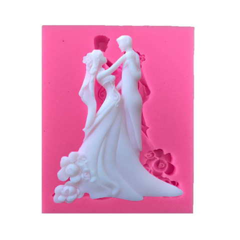 1 unidades novia y novio forma molde de silicona Fondant de azúcar molde pastel decoración DIY herramientas de hornear X189 ► Foto 1/4