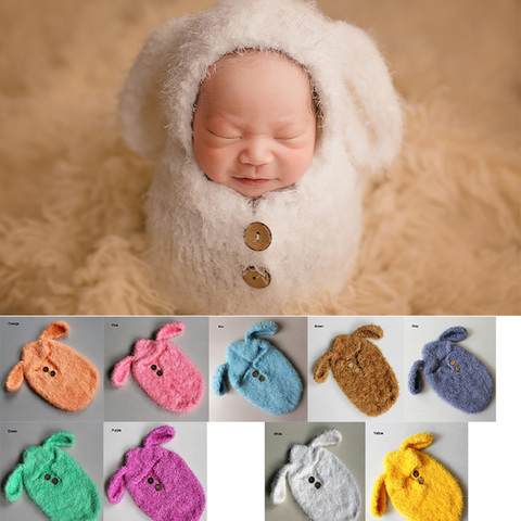 Bebé accesorios de fotografía recién nacido niños traje de apoyos de la foto de recién nacido accesorios Prop cálido suave con el oído una pieza bolsa de dormir ► Foto 1/6