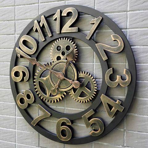 40/45/50cm 3D Reloj de pared grande/de madera/pared Vintage