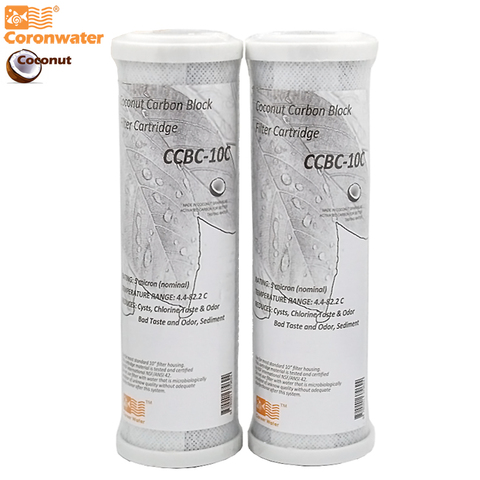 Coronwater-filtro de agua CCBC-10C, carcasa de coco, bloque de carbón activado, cartucho de filtro de agua de reemplazo RO ► Foto 1/5