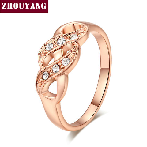 Anillo ZHOUYANG para mujer estilo Simple forma de onda cristales austriacos Color oro rosa y Color plateado joyería de moda ZYR334 ZYR226 ► Foto 1/6