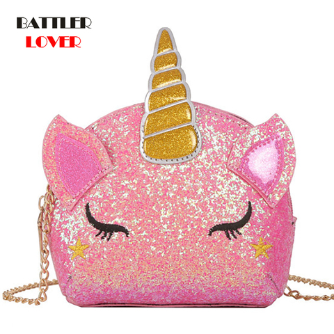 Bolso de mano con solapa de unicornio Flash para mujer, bolso cruzado de cuero PU de verano para teléfono, bandolera informal con cadena ► Foto 1/6