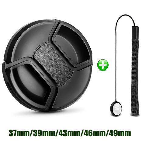 Tapa protectora para lente de cámara, 37MM, 39MM, 43MM, 46MM y 49MM con cuerda antipérdida, accesorios para Canon, Nikon y Sony ► Foto 1/6