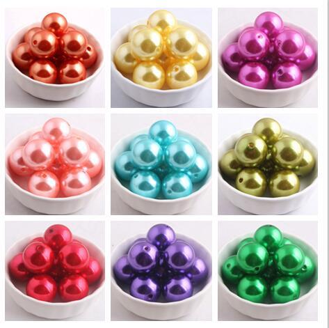 Kwoi Vita-Cuentas de perla redonda de imitación para collar, joyería colorida, 20mm, 6mm a 28mm, acrílico, cuentas gruesas ► Foto 1/6