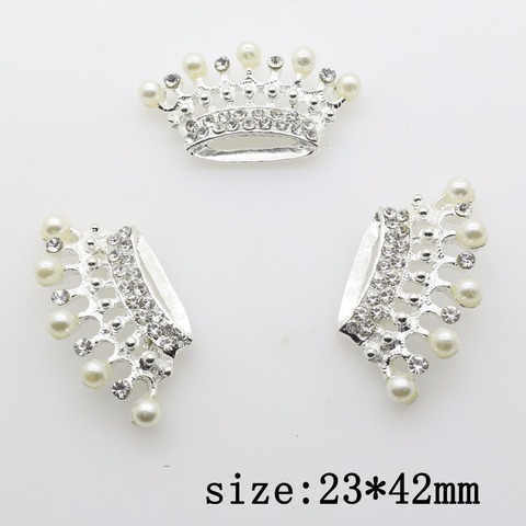 Corona de aleación de diamantes de imitación, 5 unidades por lote, 23X42mm, accesorios de joyería, componentes para fabricación de joyas y bodas ► Foto 1/1