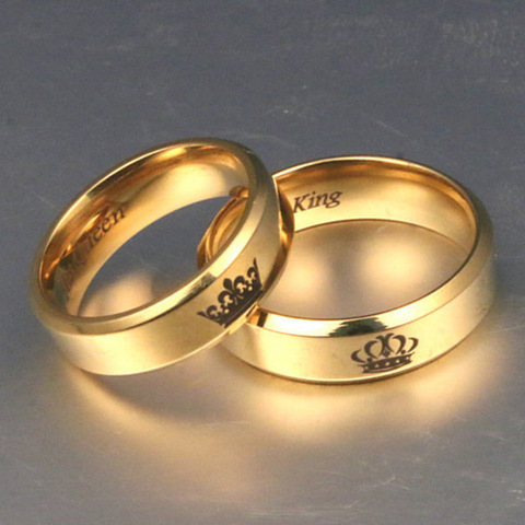 Anillos de oro pareja corona de acero inoxidable, anillos de oro para parejas, parejas, amantes, amor, promesa, hombres y mujeres Historial de precios y revisión | Vendedor de