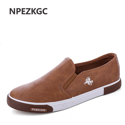 NPEZKGC Nueva llegada precio Más Bajo Mens Transpirable Casuales de Alta Calidad zapatos de Cuero de LA PU Casual Shoes Resbalón de los hombres Planos de La Manera holgazán ► Foto 1/6